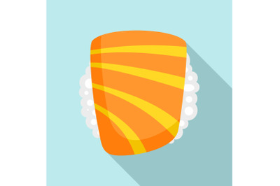 Salmon sushi icon, flat style