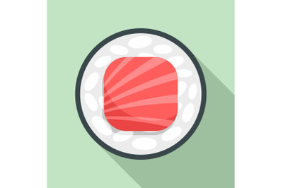 Salmon top sushi icon, flat style