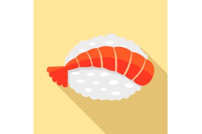 Ebi shrimp sushi icon, flat style