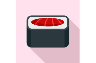 Maguro sushi roll icon, flat style