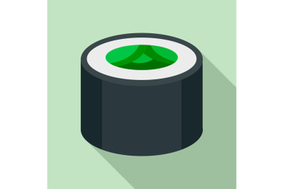 Vegan sushi roll icon, flat style