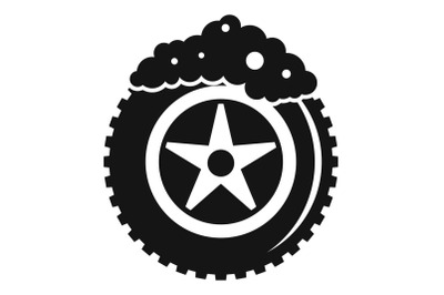 Wash car tire icon, simple style