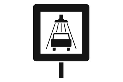 Traffic sign car wash icon, simple style