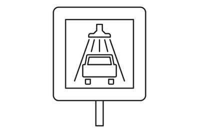 Traffic sign car wash icon, outline style