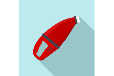 Hand car vacuum cleaner icon, flat style