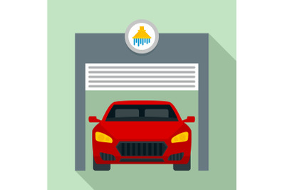 Car wash garage icon, flat style