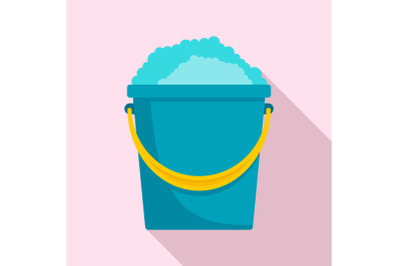 Soap foam bucket icon, flat style