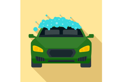 Foam wash car icon, flat style