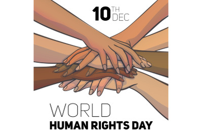 World human rights day concept background, cartoon style