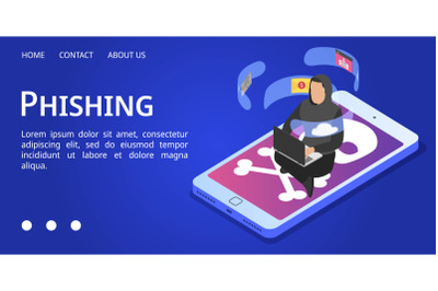 Phishing banner, isometric style