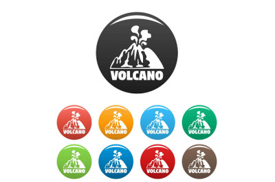 Smoke volcano icons set color