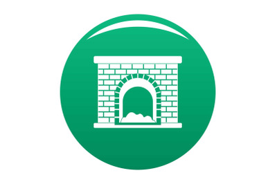 Brick fireplace icon vector green