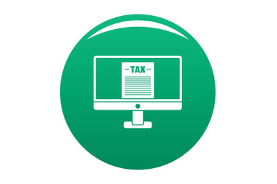 Tax by computer icon vector green