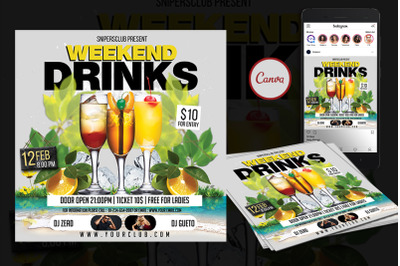 Drink Party Event Flyer Canva Template