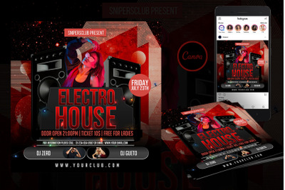 Electro House Event Flyer Canva Template