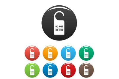 Room hanger disturb tag icons set color