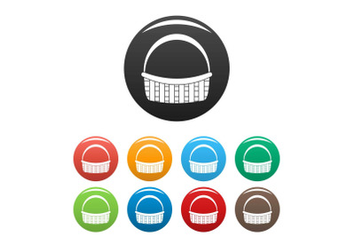 Farm basket icons set color