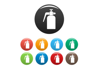 Garden spray bottle icons set color