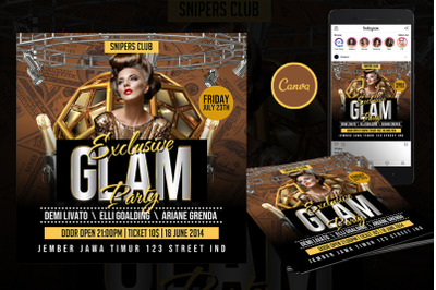 Exclusive Glam Party Event Flyer Canva Template