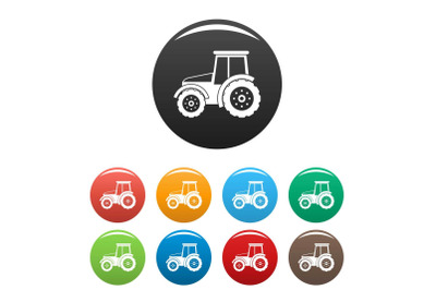 Tractor icons set color