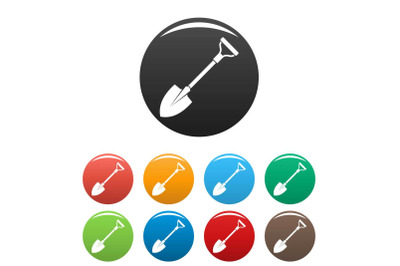 Shovel icons set color