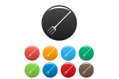 Farm fork icons set color