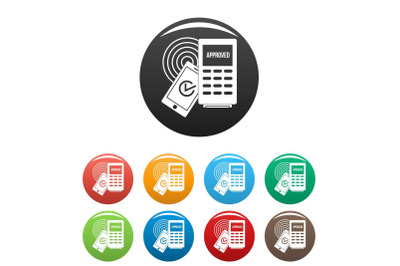 Approved terminal payment icons set color