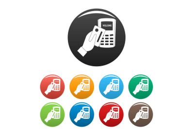 Pay by credit card icons set color