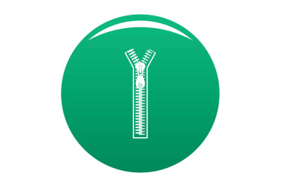 Half opened zip icon vector green