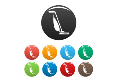 Stick vacuum cleaner icons set color