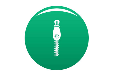 Zip with hole icon vector green