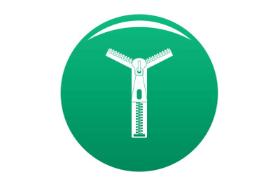 Opened zip icon vector green