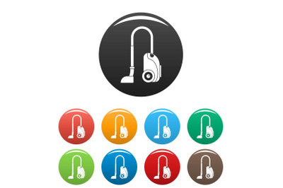 House vacuum cleaner icons set color