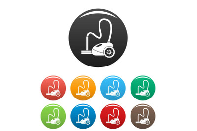 German vacuum cleaner icons set color