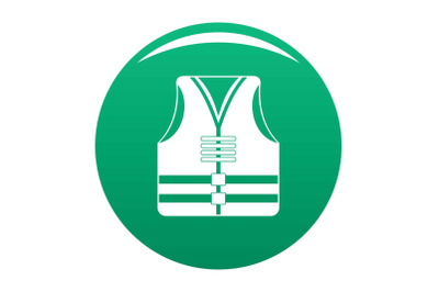 Rescue vest icon vector green