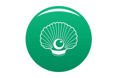 Shell with pearl icon vector green