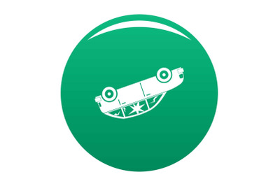 Turned car icon vector green