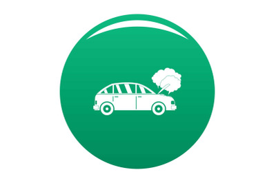 Car in smoke icon vector green