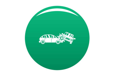 Crashed car icon vector green