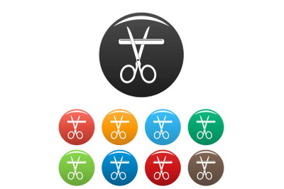 Medicine scissor icons set color