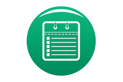 Calendar list icon vector green