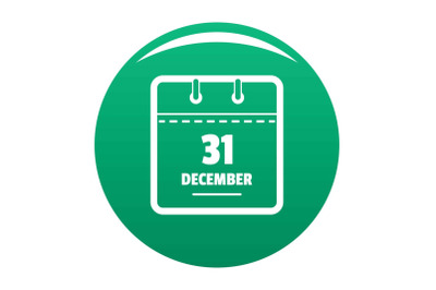 Calendar thirty first december icon vector green