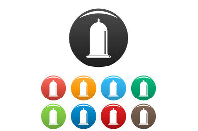 Open condom icons set color