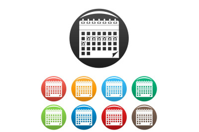 Contraceptive calendar icons set color