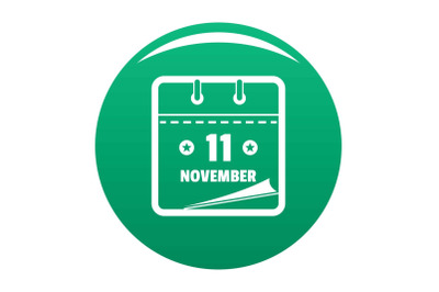 Calendar eleventh november icon vector green