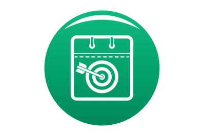 Calendar target icon vector green