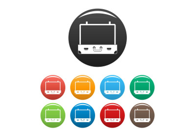 Vintage suitcase icons set color