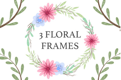 Set of 3 High Quality Digital Floral frames