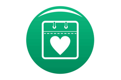 Calendar valentine day icon vector green