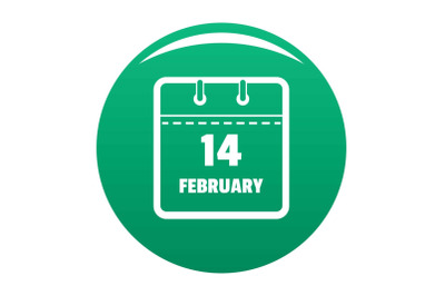 Calendar fourteenth february icon vector green